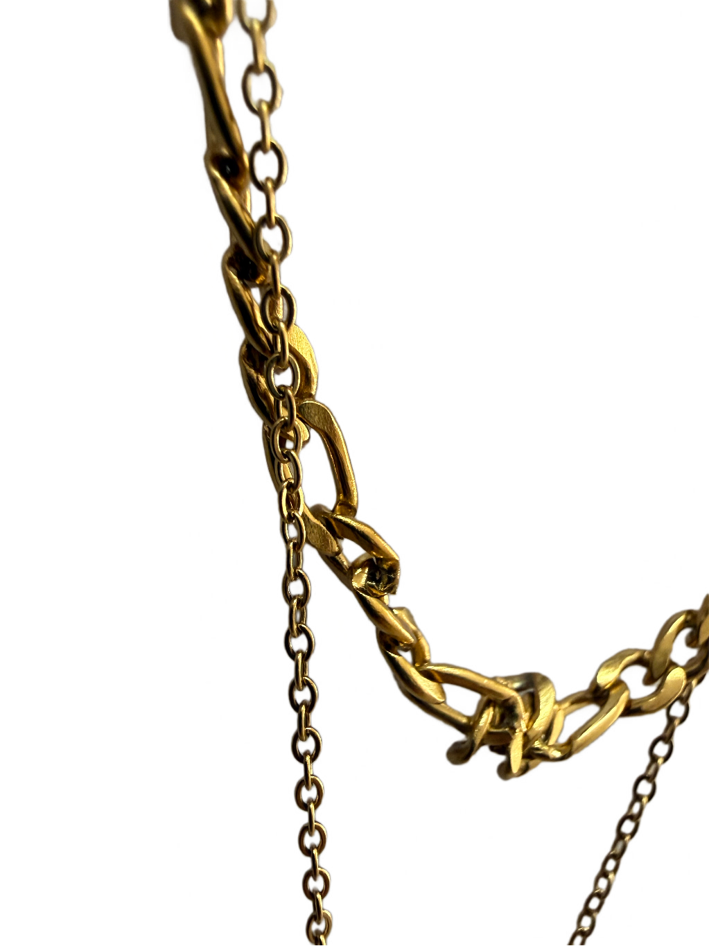 PVD Gold Plated Anti-Tarnish Double Layer Necklace with Black Stone Pendant