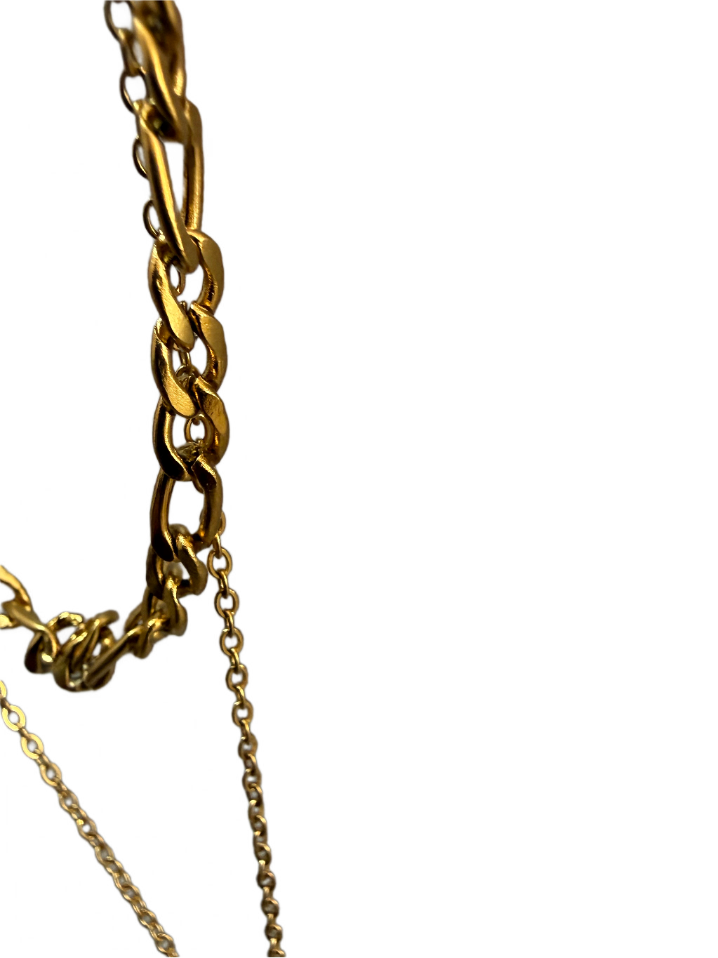 PVD Gold Plated Anti-Tarnish Double Layer Necklace with Black Stone Pendant