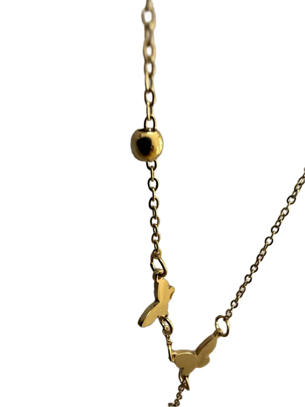 Gold necklace with butterfly pendants